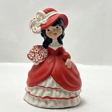 Vintage Ceramic Figurine Holiday Girl in Red Dress picture