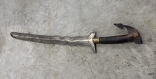Vintage Philippine Moro Style Kris Sword 23” Carved Wood Handle No Scabbard picture