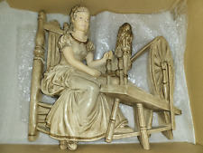 Vintage Universal Statuary Plaster Wall Hanging Woman & Spinning Wheel 16W x 15H picture