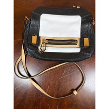 Botkier New York Colorblock Pebbled Leather Crossbody Bag Black White Tan Gold picture