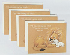 4 Vintage 1991 Lion & Lamb Christmas Cards Lot UNUSED Greeneville Press USA picture