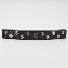 Chanel 04A Rhinestone Barrette Black/Pink Heart Made In France Hair Accessories  picture