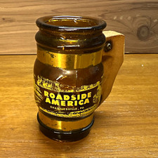 Vintage Roadside America Shartlesville PA Amber Glass Mug Wood Handle Souvenir picture