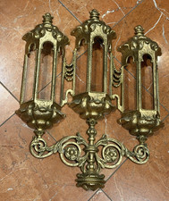 BURWOOD GOTHIC TRIPLE LANTERN ANTIQUE GOLD 366 WALL POCKET 23