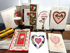 Vintage Lot of 6 Unused Vintage Valentine's Day Cards, Cupid Heart Envelopes picture