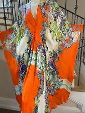 Roberto Cavalli Vintage Floral Orange Silk Caftan Kaftan Evening Dress picture