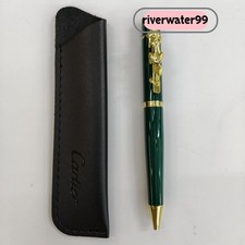 Cartier Emerald Green Resin Gold Panthere Clip Ballpoint Pen Luxury Gift Box picture