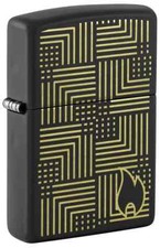Zippo 46478,  Art Deco Laser Engrave Design, Black Matte Lighter, NEW picture