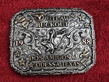 Dos Amigos Rodeo X~Treme☆1988☆Bullrider Champion☆TROPHY BUCKLE☆Odessa Texas☆W48 picture