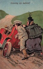 Early 1900s Automobile Car Humor Broke Down on Side of Road Vtg Postcard 24A picture
