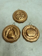 Vtg Set of 3 Copper Molds Decorative Wall Hanging Kitchen Decor pumpkin fall picture