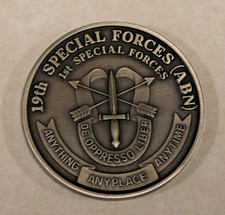 19th Special Forces Group Airborne 1980s Antique Silver Army Challenge Coin picture