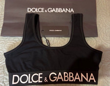 Dolce & Gabbana Women’s Black Wireless Logo Band Sports Bra Stretch 42B picture