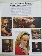 1968 women's Foster Grant sunglasses Vanessa Redgrave photo fashion ad picture