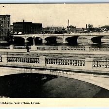 c1910s Waterloo, IA Twin Bridges Cedar River Photo Postcard Unposted A11 picture