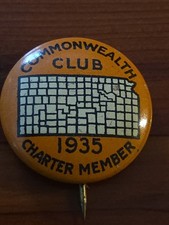 1935 Commonwealth Club Charter Member Pinback Button Pin picture