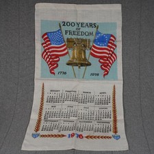 Vintage 1976 Bicentennial Liberty Bell Fabric Calendar Towel 200 Years Freedom picture