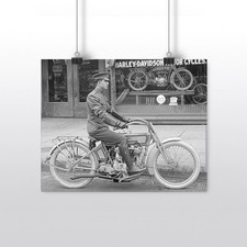 Vintage Harley Davidson Motorcycle 8x10 Photo Reprint Military Uniform 1910s picture