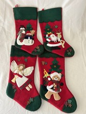 Vintage 90’s  Set  4 Felt 3D Christmas Stockings cottage core primitive country picture