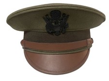 Premium WWI US Army M1912 Officers Visor Cap – Accurate Olive Drab Wool Hat picture
