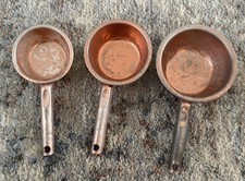 Rare Set of 3 Copper Measuring Cups 1950s Retro Aluminum picture