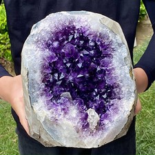 17.86LB Natural Brazilian Amethyst Crystal Cave Stone Cluster Quartz  Geode Heal picture