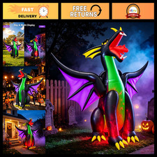 9Ft Inflatable Halloween Fire & Ice Dragon Decoration - Giant Outdoor Yard Decor picture
