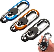 Men’s Car Key Chain 3PCS Stainless Steel Double Ring Personalized Keychain picture