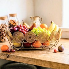 Vintage Retro Atomic Mid Century Metal Wire Basket Circle Spiral 1950s 60s Bowl picture