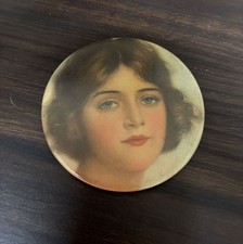 Antique 1920s Gibson Girl Portrait Pocket Mirror picture