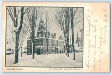 1905 Camden New York NY Vintage Postcard Town Hall Building Trees Snow Winter picture