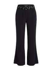 Escada Black Silk Beaded Waist Flared Trousers picture