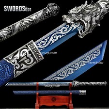 44 IN Carbon Steel Blue Blade Dragon Handguard Chinese Tang Dynasty Sword picture
