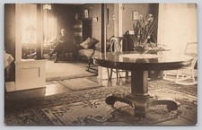RPPC Victorian Parlor Interior Man Seated Rugs c1910 Real Photo Postcard picture