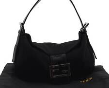 Authentic FENDI Mamma Baguette Shoulder Bag Purse Jersey Leather Black 2771B picture
