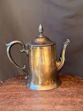 Vintage E.P.C. Lynn Silver Plate Coffee Pot Hinged Lid Pinecone Finial 8.4in picture