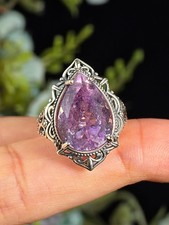 AMETHYST SUPER 7 RING 925 STERLING SILVER RARE STONE GENUINE - ADJUSTABLE SIZE picture