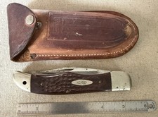 Vintage 1960’s Case XX USA 6265 SAB Folding Hunter 2 Blade Knife with Sheath picture
