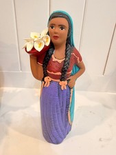 Handcrafted Traditional Woman Figurine with Calla Lilies Bouquet - Colorful Folk picture
