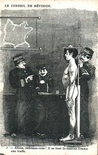 Old postcard Militaria - Le Conseil de Révision - 3. Come on, stand up picture