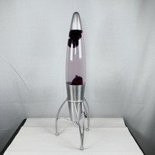 Vintage Rare Lava Lamp Silver Starship Rocket Ship Purple/Red Lava 18” / Working picture