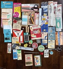 NOS VTG Lot of 40+ Sewing Notions Pinking Shears, Asst. Needles, Zippers, Snaps+ picture