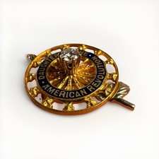 Vintage 14k Gold Diamond Recognition Pin Daughters the American Revolution DAR picture