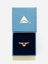 Vintage 1970's Delta Airlines 25 Year Pin 10k 1/10 GF With Diamond & Rubies picture