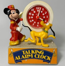 Vintage Disney Bradley Mickey Mouse & Pluto Talking Alarm Clock 2085NBUU Working picture