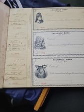 1880s EXCHANGE BANK Allen,MI. Antique Bank Check Book 62 Pg Of 3 Cks NOS Unused  picture