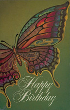 Happy Birthday Colorful Butterfly Vintage Postcard Postmarked 1993 picture