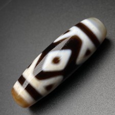 Rare Tibetan Buddhism Agate 3 Eyes Totem Dzi Bead Amulet Necklace Pendant A197 picture