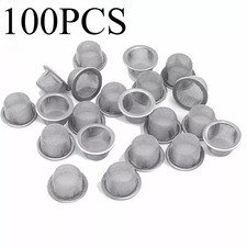 100Pcs Crystal Tobacco Smoking Pipe Metal Filter Screen Steel Mesh Concave Bowl picture