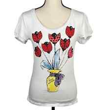 Love Moschino Women’s White Floral Yellow Vase T Shirt US Size 6 picture
